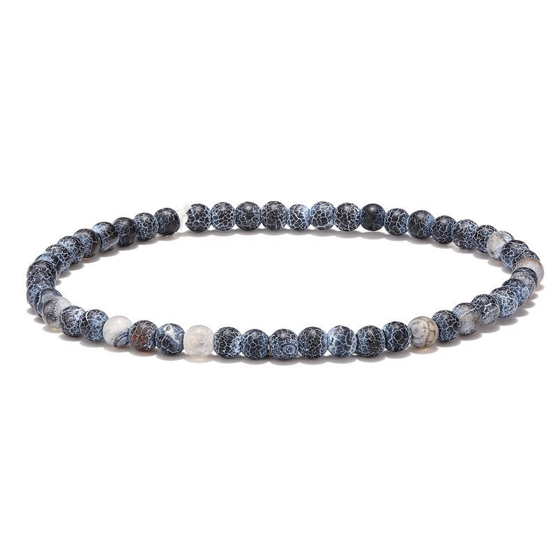 Pulseira Tibetana de Buda com Corrente de Corda Azul, Pedra Natural Envelhecida, Contas, Para Homens, 3 Peças/Conjunto, Banhada a Prata, Ajustável, Joia de Presente