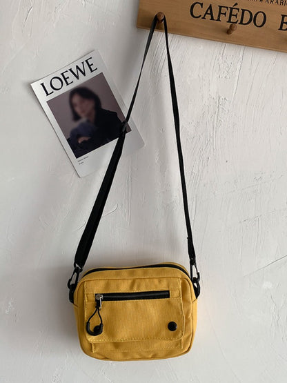 Women Canvas Handbags Korean Mini Student Bag Cell Phone Simple Small Crossbody Casual Ladies Zipper Shoulder Bag