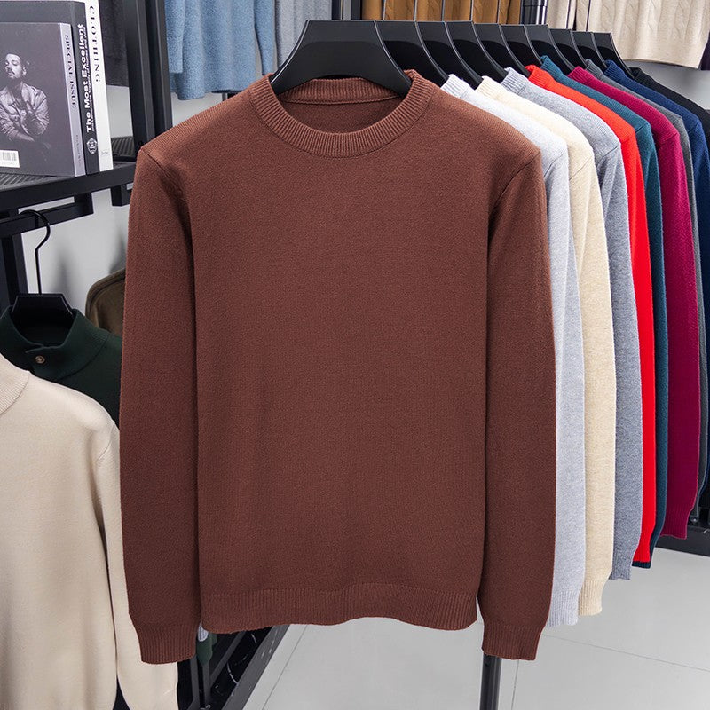 2025 New Men's Casual Sweater Round Neck Long Sleeve Knitted Sweater Diamond Pattern Fashion Versatile Top