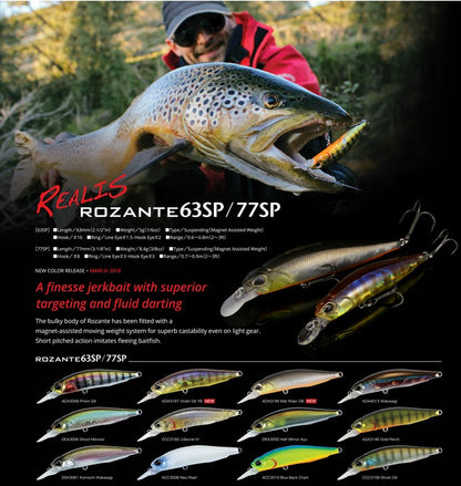 Isca de Pesca Minnow Wobbler Rozante 77SP 77mm 63mm Arremesso Longo Suspenso Isca de Nado Jerkbait Isca Artificial para Culter Alburnus