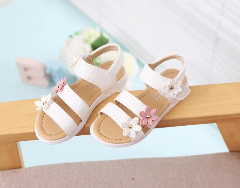 Girls Sandals Gladiator Flowers Sweet Soft Children Beach Shoes Kids Summer Floral Sandals Princess Fashion Cute High Quality