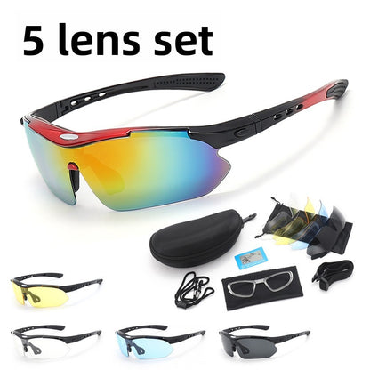 New 5 Lens Set Polarized Tactical Goggles Men Outdoor Sports Windproof Dustproof Climbing Glasses Safety Protective Glasses