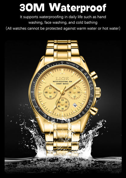 2025 LIGE Top Brand Luxury New Men Watch Quartz Man Watches Waterproof Luminous Watch for Men Date Chronograph Sport Wristwatch