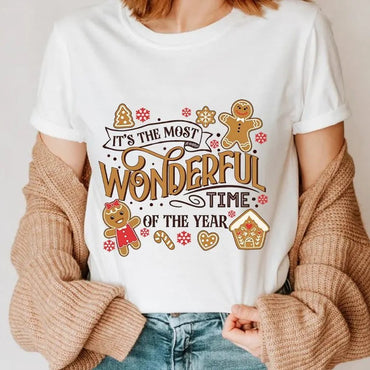 It’s the Most Wonderful Time of the Year T Shirts Gingerbread Christmas Tee Cute Holiday Shirt, Festive Cookie Lover Top