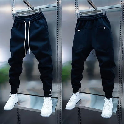 Solid Slim Fit Trousers Men's Casual Pants Loose Pockets Straight Cylinder Leggings Korean Fashion  Harajuku Sweatpants y2k pant