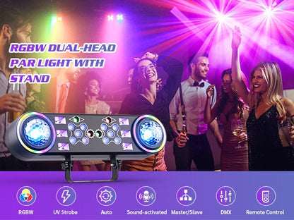 2PCS Bracket Effect Lights 7in1 RGBW LED Light Stand Kit W/Bag Magic Ball Beam Effect Light Remote Control DJ Disco Party Lights