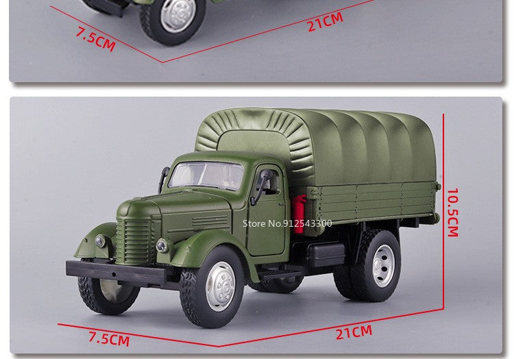 1:24 CA10 Vintage Truck Armored Car Model Toy Alloy Diecast Military Carrier Transport Vehicles Models Sound Light Kids Gifts