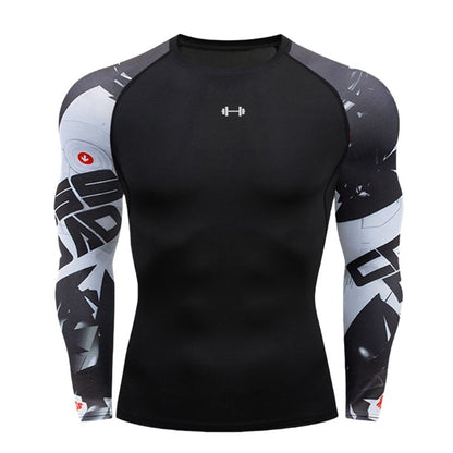 Gym Compression Dry Fit Men's Long Sleeves Fitness T-shirt Spring And Autumn Outdoor Sports Running Tees Sportswear Tops T-shirt