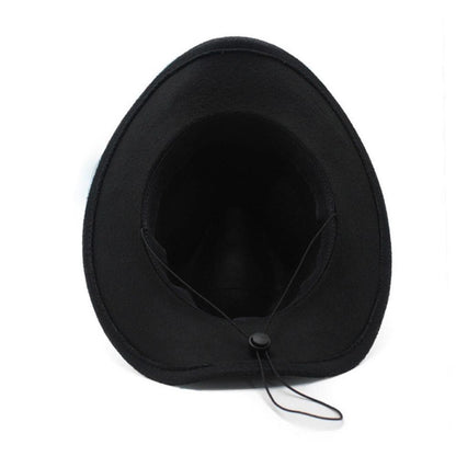 Womens Felt Western Cowboy Hats Studded Pinched Western Cowgirl Hats Wide Brim Retro Fedoras Hat Belt Buckle Vacation Party Hat
