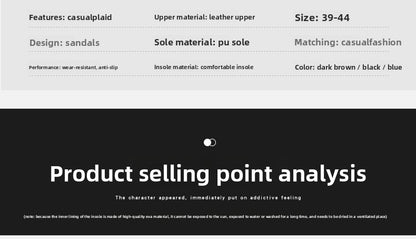 Summer Men Sandals PU Leather Lightweight Open Toe Flat Mens Casual Shoes Outdoor Walking Sandals for Men Beach Shoes Size 39-46