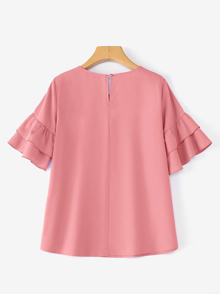 2025 Elegant Office Lady Blouses ZANZEA Summer O Neck Short Sleeve Blouse Women Stylish Solid Holiday Shirt Female OL Work Tops