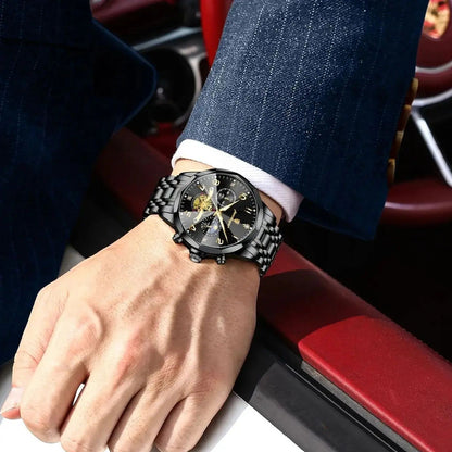 POEDAGAR Luxo Alta Qualidade Relógio de Pulso Masculino Cronógrafo Aço Inoxidável Quartzo Relógios Masculinos Impermeável Luminoso Relógio Masculino Reloj