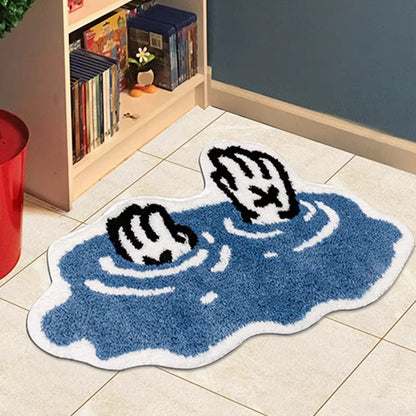 VIKAMA Puddle Handprint Fun Carpet Creative Home Absorbent Non-Slip Floor Mat Entryway Bathroom Living Room Ins Style Home Decor