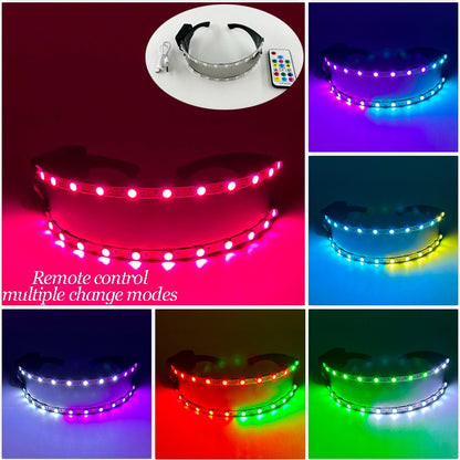 Cyberpunk Futuristic Luminous Glasses Rave Cyber light up Goggles LED glowing visor glasses for EDM music show props