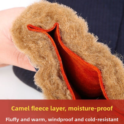 Men's Winter Thiened Fce Lined Camel down Cotton Pants ly Warm Trousers Large Size Dad Clothes Inner Wear Long Trou...