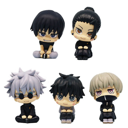 Novo conjunto de 5 peças Jujutsu Kaisen Cute Yuji Itadori Gojo Satoru Q Ver. Bonecos de Ação de PVC Figuras de Anime Modelo Brinquedos Coleção Boneca Presente
