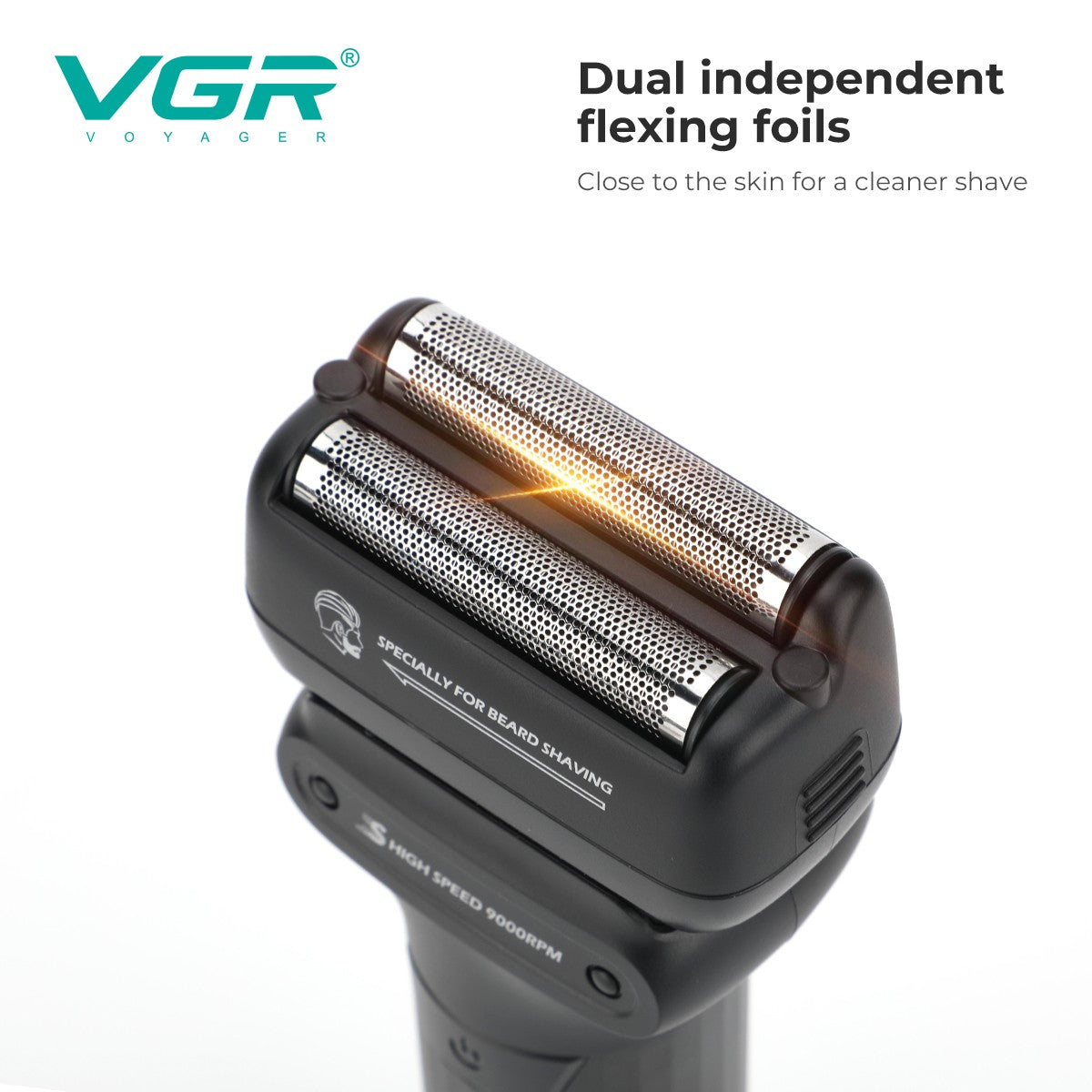 VGR Shaver Professional Beard Trimmer Waterproof Razor 9000 RPM Electric Shaving Machine Reciprocating LED Shaver for Men V-368