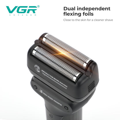 VGR Shaver Professional Beard Trimmer Waterproof Razor 9000 RPM Electric Shaving Machine Reciprocating LED Shaver for Men V-368
