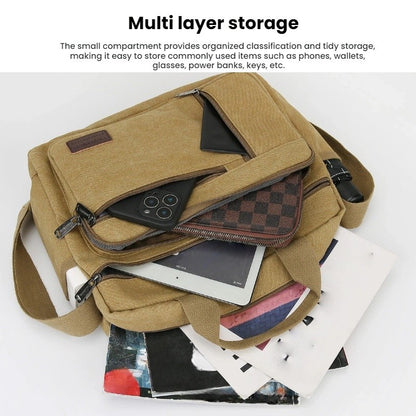 Fashionable Men's Shoulder Bag, Large Capacity Canvas Crossbody Bag, Casual Handbag, Suitable for Business, Daily Commuting, Etc