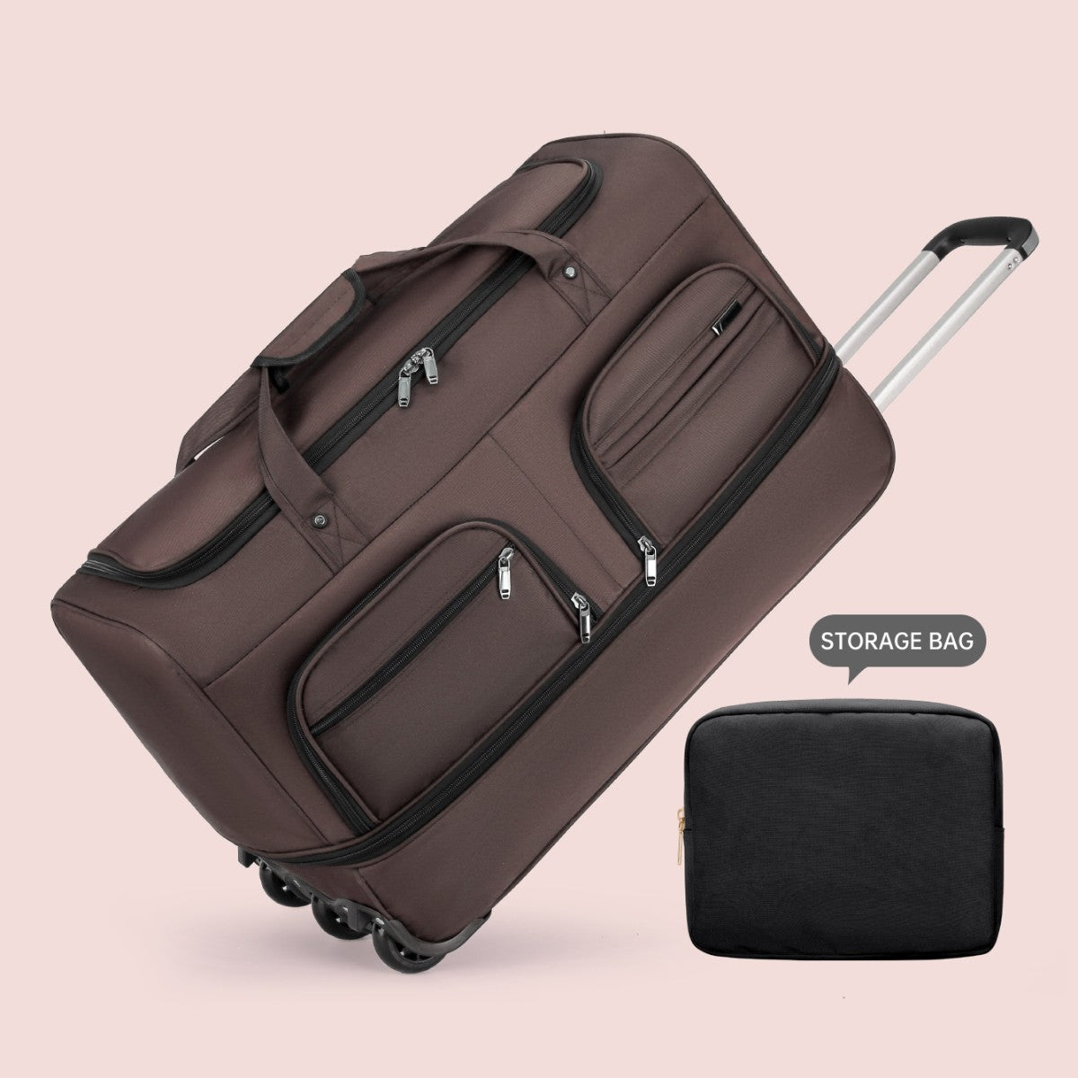 Airline Checked Bag Foldableing Overseas Moving Luggage Bag with Trolley Travel Luggage Rolling Travel Storage Bag Luggage Bag Men's Extra Large Capacity