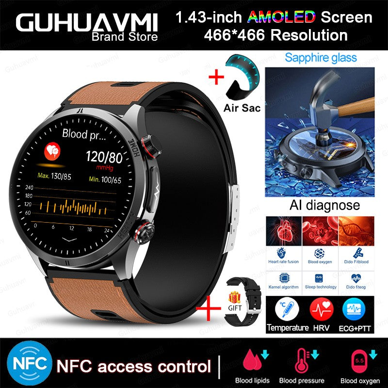 2026 New Health track NFC Air Pump+Air Bag Smartwatch Men Accurate Blood Pressure watches Uric Acid ECG Call Smart Bracelet lady