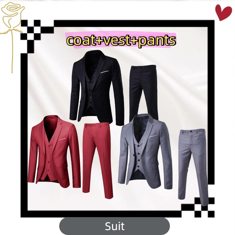 Groom Wedding Suit Set - Men's Formal Tuxedo with Premium Black Three-Piece