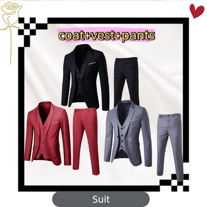 Groom Wedding Suit Set - Men's Formal Tuxedo with Premium Black Three-Piece