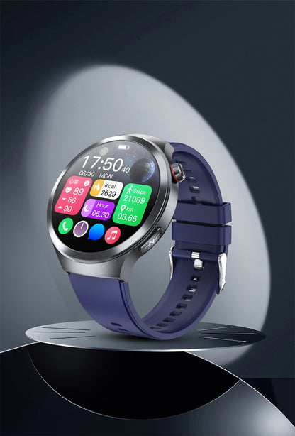 Relógio Inteligente Smartwatch Masculino 2026 Health Tracker com Safira e Medição de Ácido Úrico, Gordura Sanguínea, Pressão Arterial e ECG+PPG com Análise Corporal