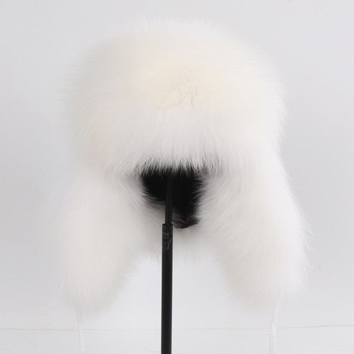 2025 Novo Chapéu Feminino Ushanka Russo de Pele de Raposa Natural Inverno Grosso Quente Orelhas Moda Chapéu Bomber Senhora Gorro Genuíno de Pele de Raposa Real