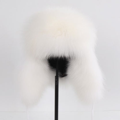 2025 Novo Chapéu Feminino Ushanka Russo de Pele de Raposa Natural Inverno Grosso Quente Orelhas Moda Chapéu Bomber Senhora Gorro Genuíno de Pele de Raposa Real