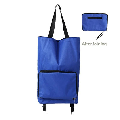 Foldable Square Oxford Cloth Shopping Cart Bag with Wheels Vegetable Buying Car Trolley Bag Durable Market Research Bag