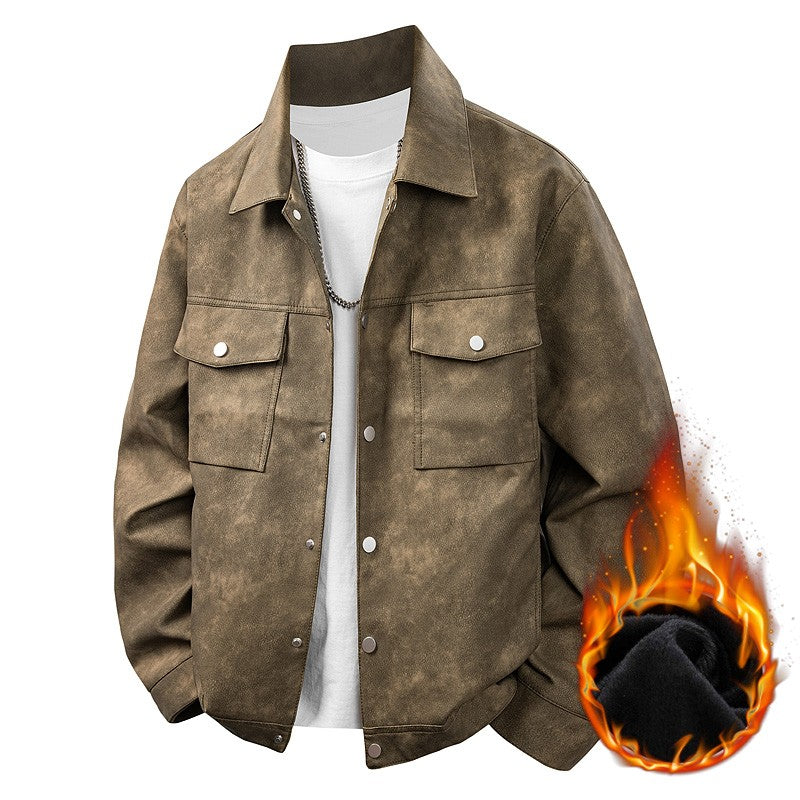 Leather Jacket Men Suede Coats Black Pockets Oversized 6XL 7XL 8XL Plus Size Street Motorcycle Button Autumn Brand Waterproof