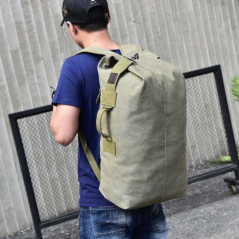 Mochila de Viagem Masculina de Grande Capacidade para Montanhismo, Bolsa de Mão, Mochilas Masculinas de Ombro Tipo Balde de Lona de Alta Qualidade