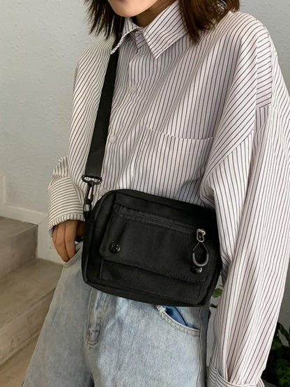 Women Canvas Handbags Korean Mini Student Bag Cell Phone Simple Small Crossbody Casual Ladies Zipper Shoulder Bag