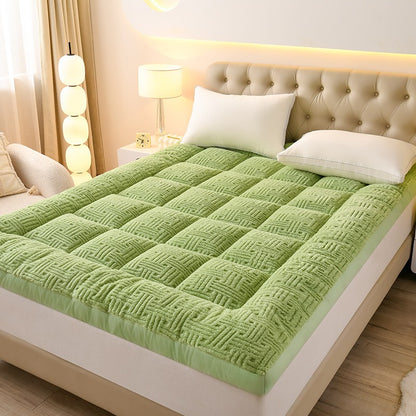Colchão de Lã Super Macio e Fofo Acolchoado Extra Grosso e Quente para Inverno Queen Size Dobrável para Chão de Camping