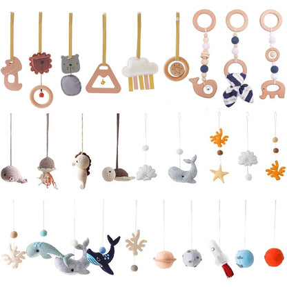 Móbile de Berço de Madeira, Chocalho e Mordedor, Brinquedos Sensoriais para Bebês, Brinquedos de Atividades para Carrinhos, Presentes para Ginásios de Bebês Recém-Nascidos