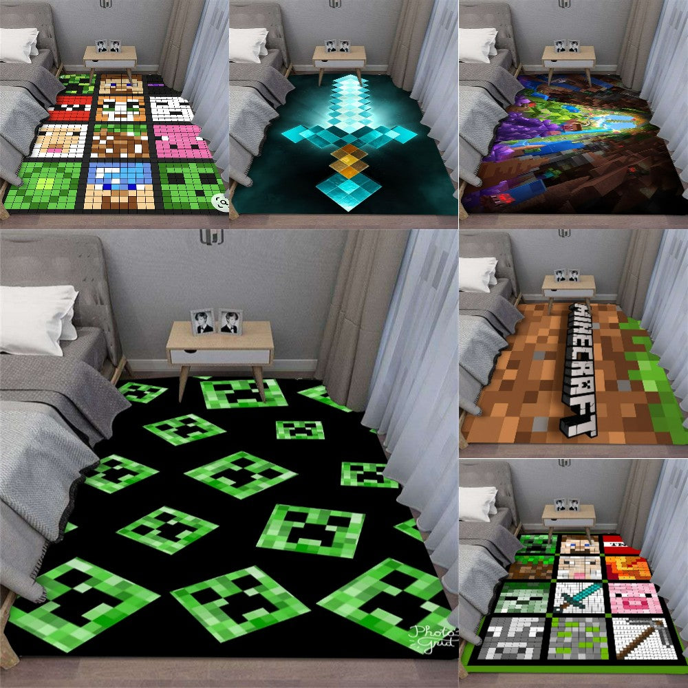 MINISO Trendy Pixel Game Art Floor Mat for Living Room Bedroom E-Sports Room Durable Washable Rug Modern Decor Gift for Gamer
