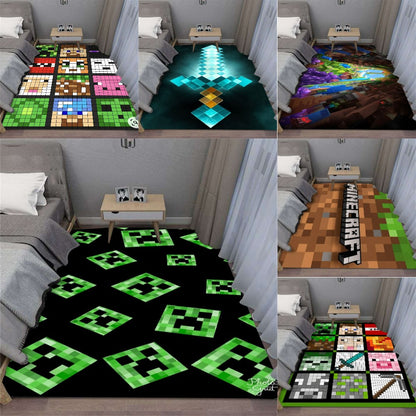 MINISO Trendy Pixel Game Art Floor Mat for Living Room Bedroom E-Sports Room Durable Washable Rug Modern Decor Gift for Gamer