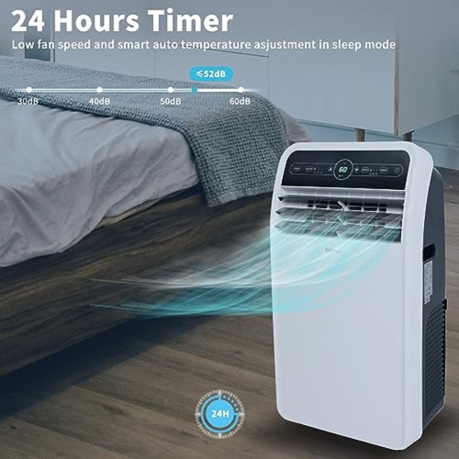Ar Condicionado Portátil de 10.000 BTU com Modos de Refrigeração, Desumidificação e Ventilação Integrados para Ambientes de até 28m² com Controle Remoto e Wi-Fi