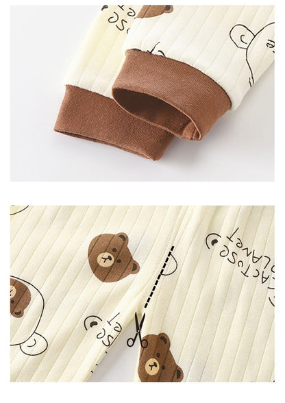 Kids Casual Autumn Long Sleeve Pajamas Set Boys and Girls Cartoon Print Home Wear Comfortable Soft Fabric Sleepwear