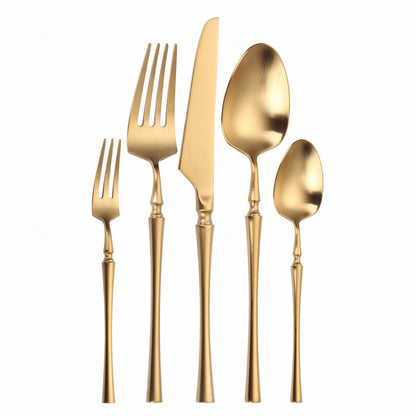 Conjunto de Talheres Matte Dourado Garfos Colheres Facas Conjunto de Talheres Aço Inoxidável Dourado Prata com Garfo de Bolo
