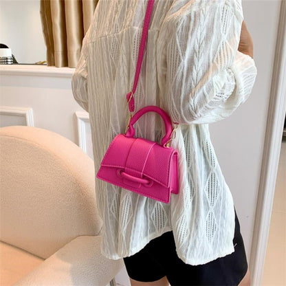 Fashion Solid Color Small Tote Crossbody Bag, Stylish Mini Handbag Mobile Phone Coin Purse, Adjustable Strap, Magnetic Closure,