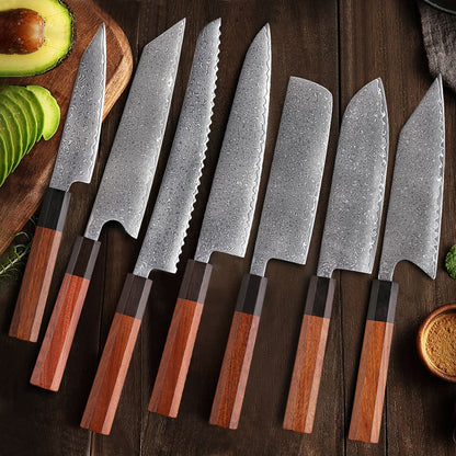 TURWHO Hand Forged Japanese Kitchen Knives Damascus Chef Knife High Carbon VG10 Steel Santoku Nakiri Bread Utility Handmad Knife