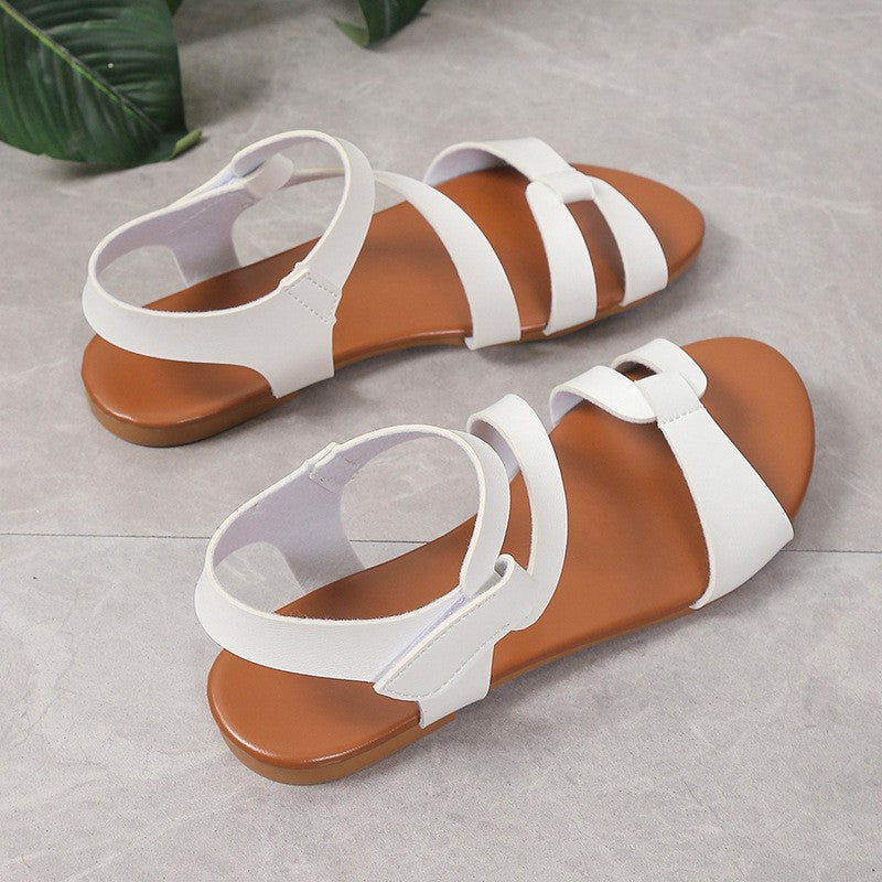 Women's Sandals Summer 2024 Flat Woman White Shoes Elegant Open Toe Beach Dress Flats for Women Outdoor Sandalias Plus Size 43