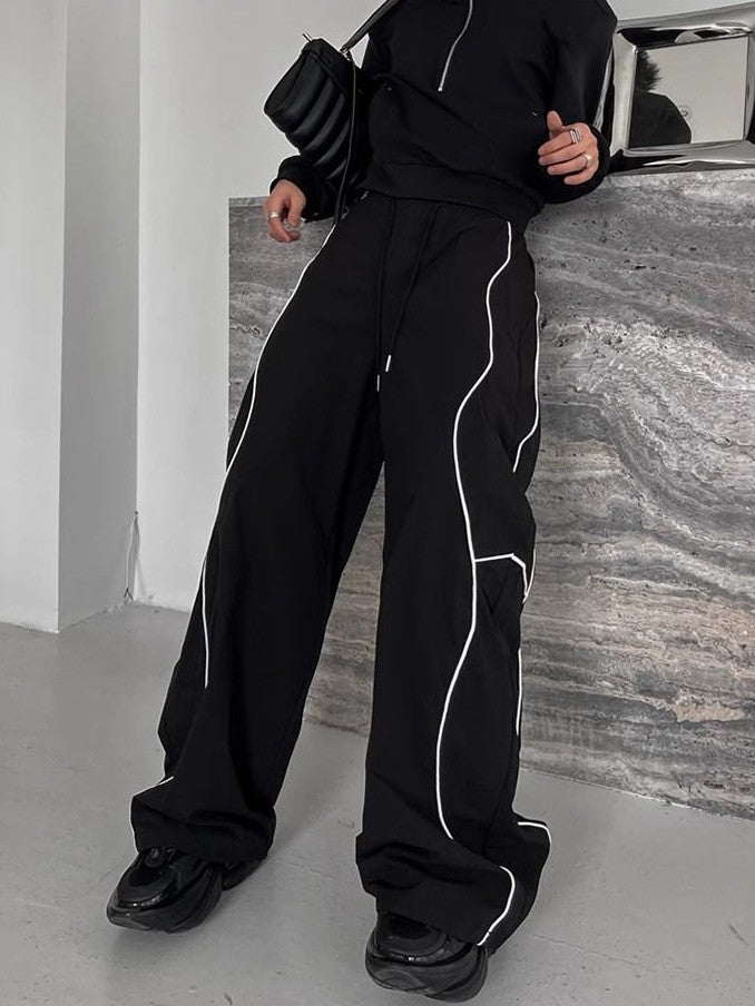 Men's Casual Pants Straight Punk Black Loose Baggy Male Trousers Clothes Plus Size Polyester Vintage Sale Cotton Fashion 2025