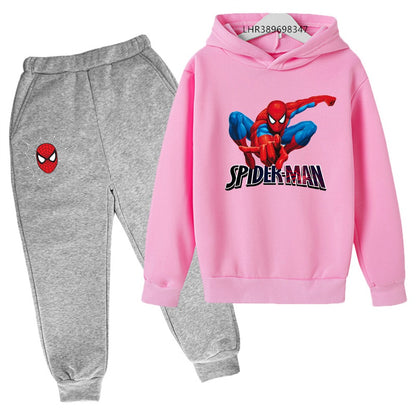 Autumn winter children's hoodie Spider-Man clothing leisure outerwear sweatshirt +pants set  Suitable 3-12 years Boys girls gift