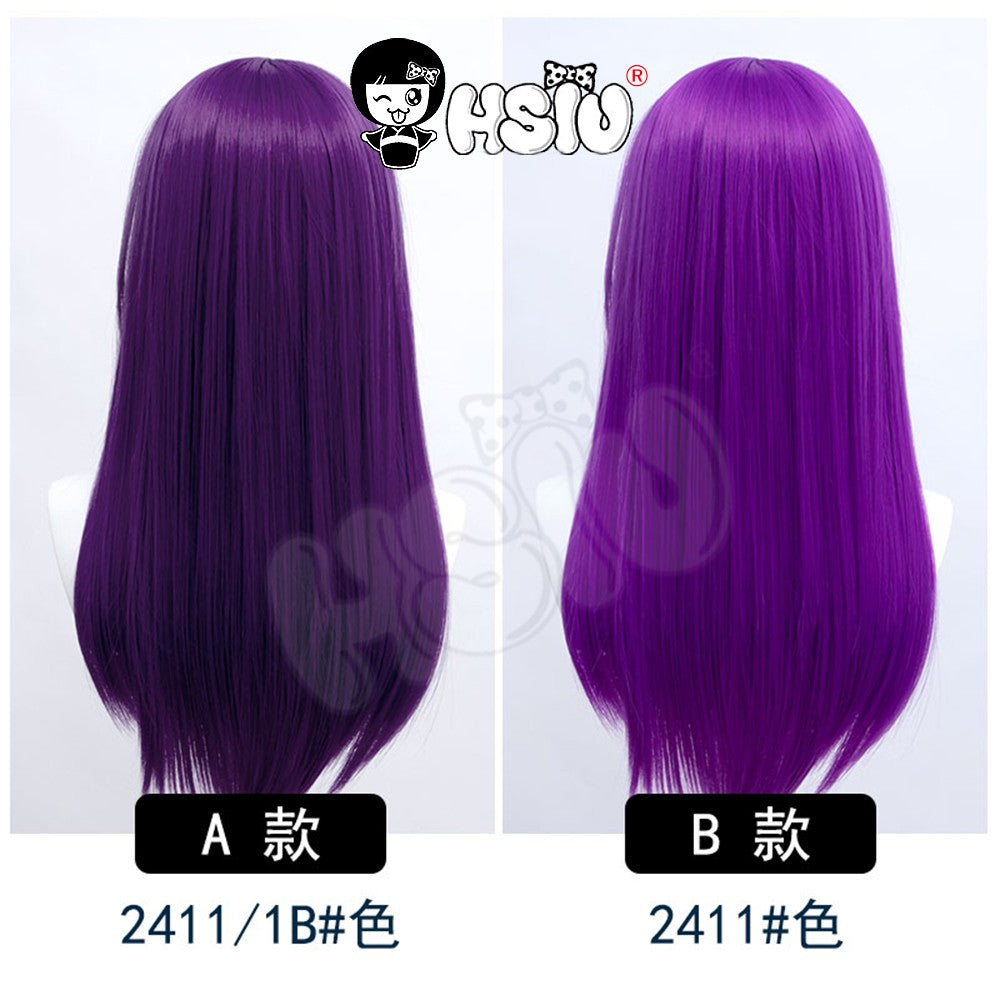 ?HSIU Brand?26 Colors 60cm Long Straight Hair Pink Gray  White purple Black pink Fiber synthetic wig + Free brand wig net