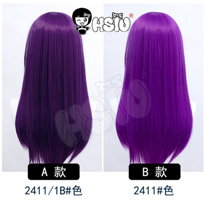 ?HSIU Brand?26 Colors 60cm Long Straight Hair Pink Gray  White purple Black pink Fiber synthetic wig + Free brand wig net