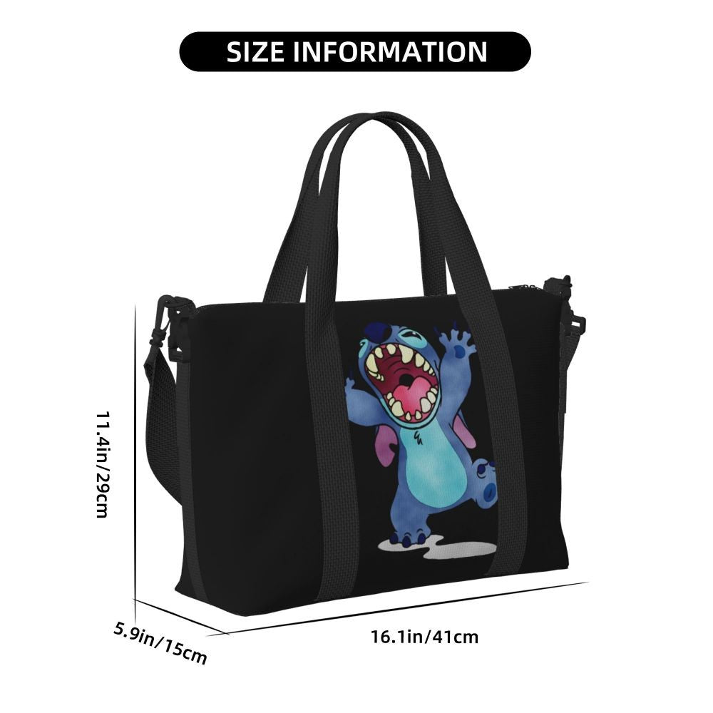Custom Large SLilo And Stitch Cartoon Tote Bag Women Anime Shopping Shoulder Beach Gym Travel Bag
