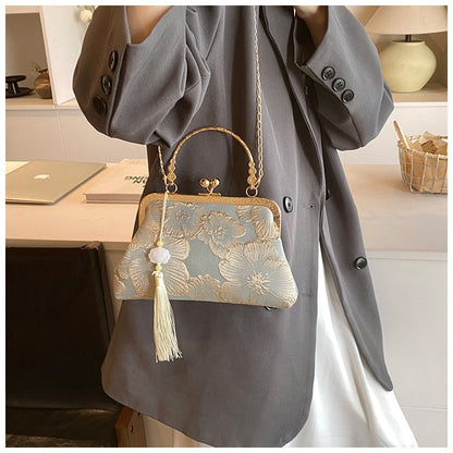 Chinese Style Embroidered Shoulder Bag Elegant Handbag Retro Small Square Bag Wedding Party Luxury Designer Women Evening Clutch